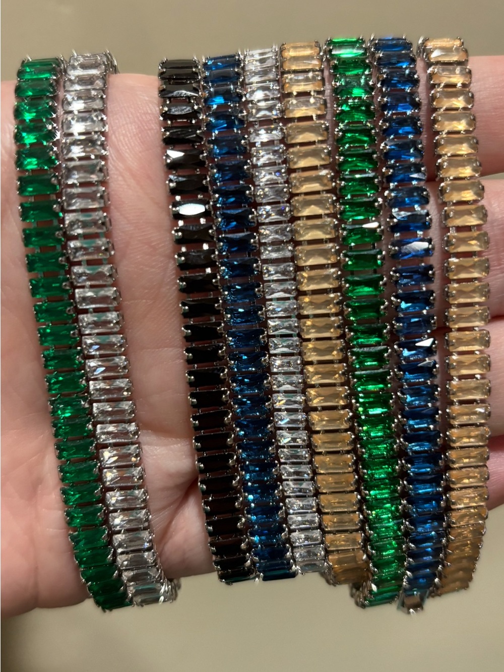 New Multicolor Baguette Crystal Tennis Bracelets. You choose which color!